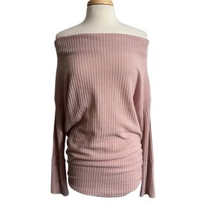 Maurices Off-Shoulder Dusty Pink Thermal Top size Medium